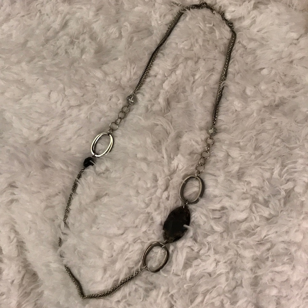 Lia Sophia Long Silver and stone Necklace!